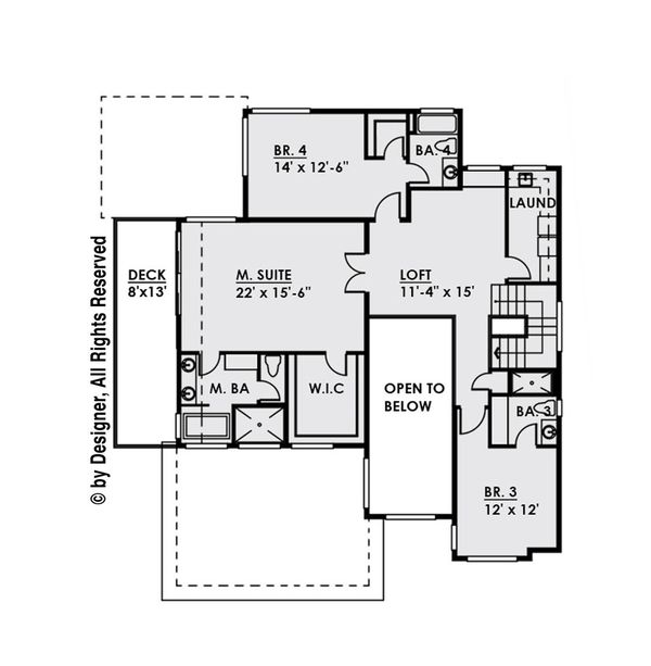 Contemporary Floor Plan - Upper Floor Plan #1066-34