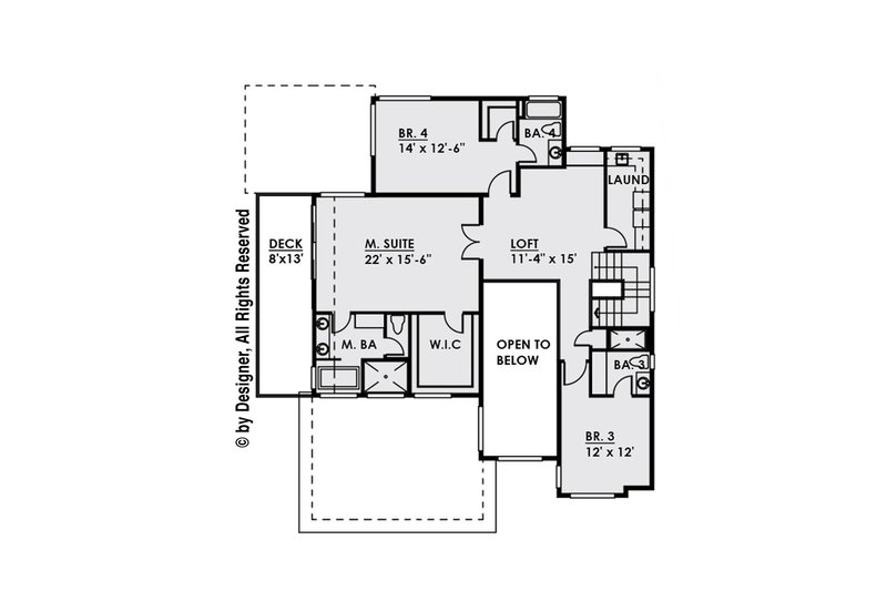 Home Plan - Floor Plan - Upper Floor for Contemporary House Plan #1066-34 - 5 bed, 5.5 bath