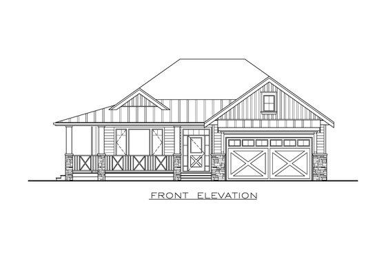 Exterior - Front Elevation 4 for Farmhouse House Plan #1100-65 - 3 bed, 2 bath