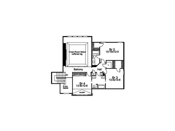 Traditional Floor Plan - Upper Floor Plan #57-722