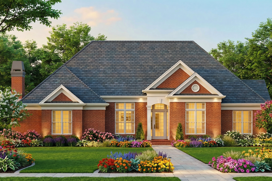 Exterior - Front Elevation 4 for European House Plan #119-109 - 3 bed, 2.5 bath