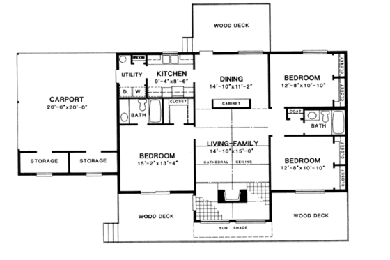 Floor Plan - Main Floor for Modern House Plan #10-125 - 3 bed, 2 bath