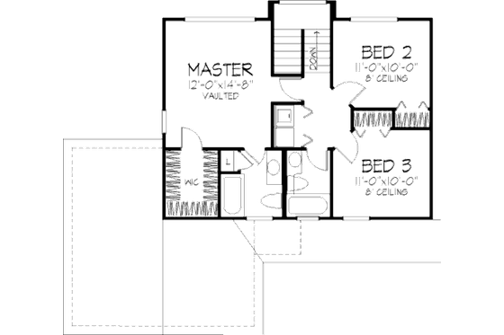 Floor Plan - Upper Floor for Country House Plan #320-373 - 3 bed, 2.5 bath