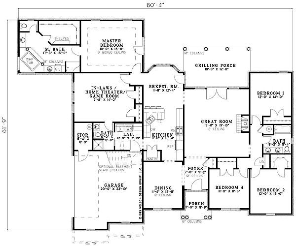 Architectural House Design - European Floor Plan - Main Floor Plan #17-1164