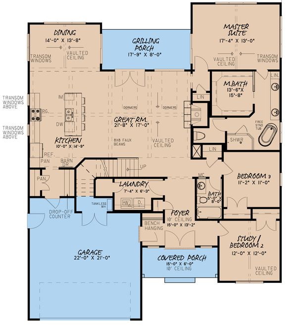 Architectural House Design - Craftsman Floor Plan - Main Floor Plan #923-159