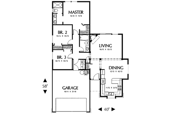 Floor Plan - Main Floor for Traditional House Plan #48-269 - 3 bed, 2 bath