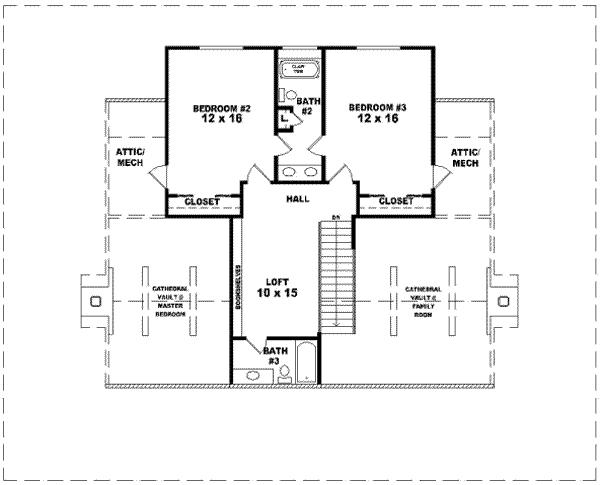 Country Floor Plan - Upper Floor Plan #81-822
