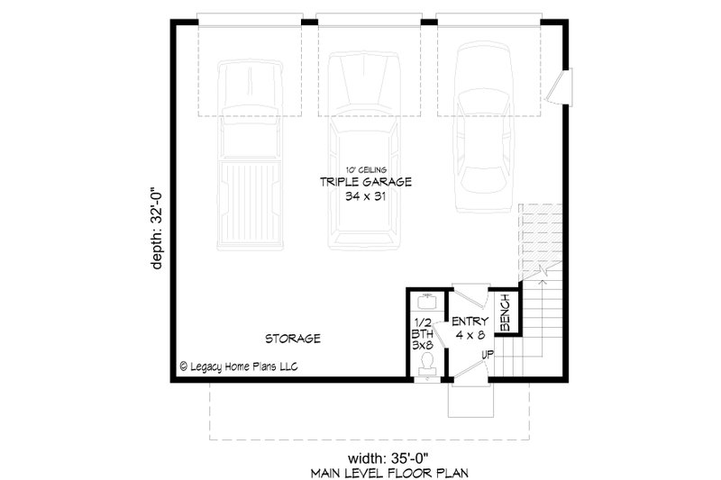 House Blueprint - Floor Plan - Main Floor for Contemporary House Plan #932-591 - 1 bed, 1.5 bath