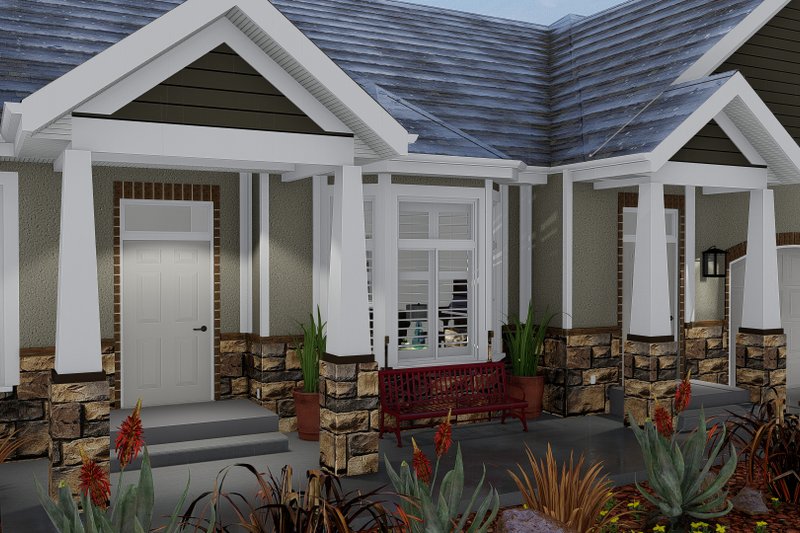 Architectural House Design - Exterior - Covered Porch for Craftsman House Plan #1060-237 - 2 bed, 3 bath