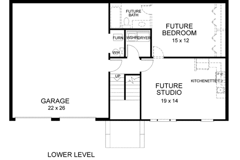 Architectural House Design - Floor Plan - Lower Floor for Traditional House Plan #56-119 - 3 bed, 2 bath