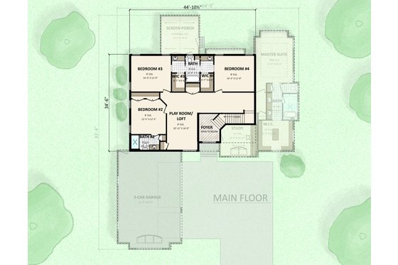 Floor Plan - Upper Floor for Colonial House Plan #1089-36 - 4 bed, 3.5 bath
