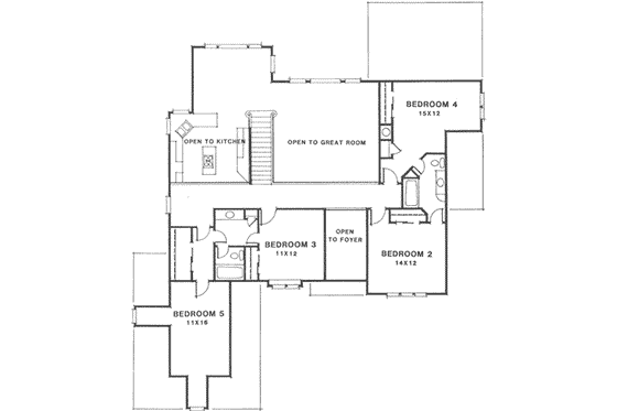 Floor Plan - Upper Floor for European House Plan #129-158 - 5 bed, 3.5 bath