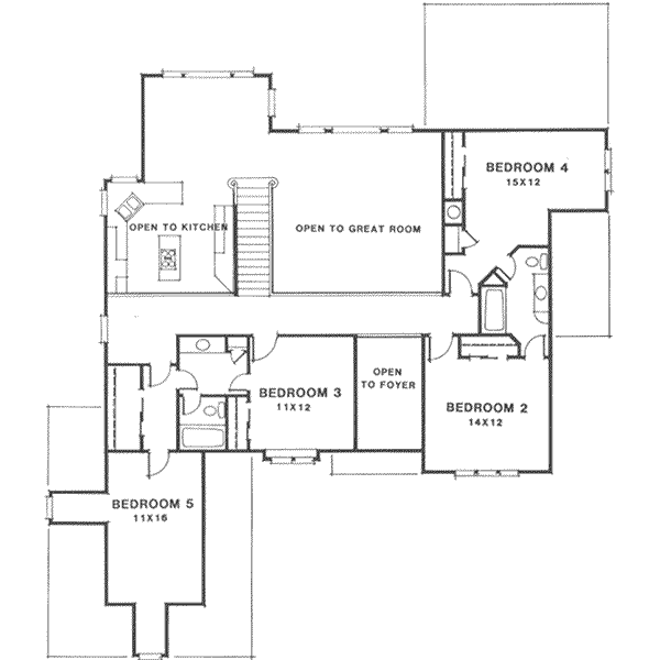 European Floor Plan - Upper Floor Plan #129-158