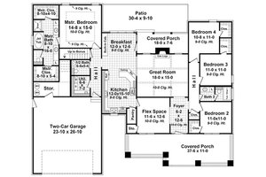 Floor Plan - Main Floor for Craftsman House Plan #21-330 - 4 bed, 2.5 bath