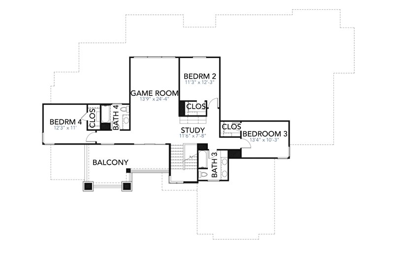 Dream House Plan - Floor Plan - Upper Floor for Contemporary House Plan #80-217 - 4 bed, 4 bath