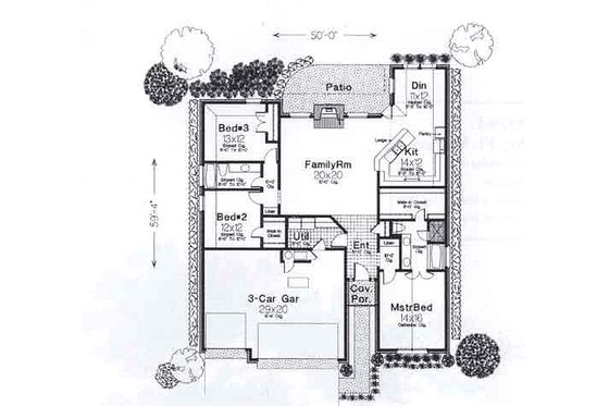 Floor Plan - Main Floor for Traditional House Plan #310-907 - 3 bed, 2 bath