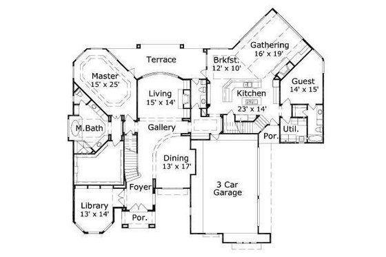 Floor Plan - Main Floor for European House Plan #411-607 - 5 bed, 4.5 bath