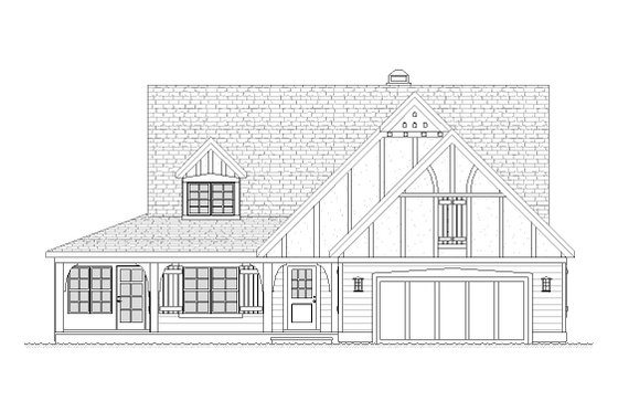 Exterior - Front Elevation 3 for Tudor House Plan #901-38 - 3 bed, 2.5 bath
