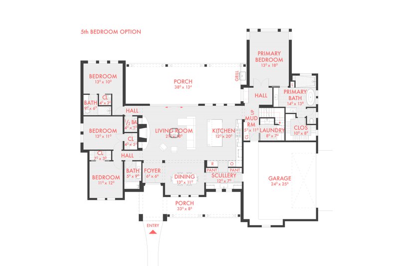 Dream House Plan - Floor Plan - Main Floor 1 for Farmhouse House Plan #80-230 - 4 bed, 2.5 bath