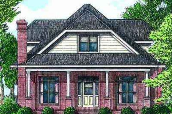 Exterior - Front Elevation for Southern House Plan #34-174 - 2 bed, 2 bath