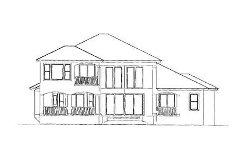 House Blueprint - Exterior - Rear Elevation for Mediterranean House Plan #27-205 - 3 bed, 3 bath