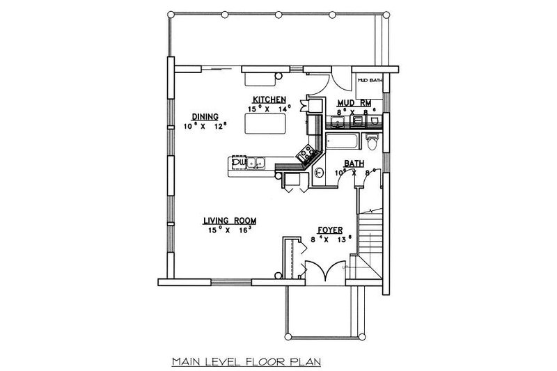 Dream House Plan - Floor Plan - Main Floor for Log House Plan #117-552 - 2 bed, 2 bath