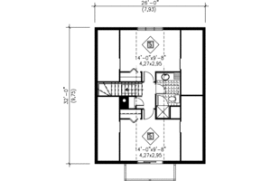 Floor Plan - Upper Floor for Cottage House Plan #25-1106 - 3 bed, 2 bath