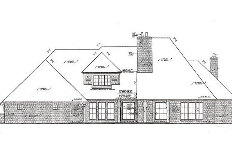 Home Plan - Exterior - Rear Elevation for European House Plan #310-981 - 3 bed, 3.5 bath