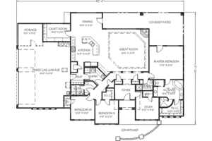 Floor Plan - Main Floor for Mediterranean House Plan #24-260 - 4 bed, 3 bath