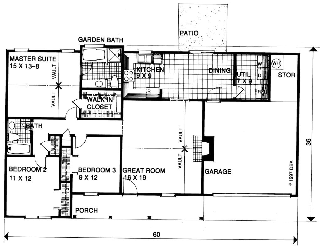 Ranch Style House Plan - 3 Beds 2 Baths 1428 Sq/Ft Plan #30-353 ...