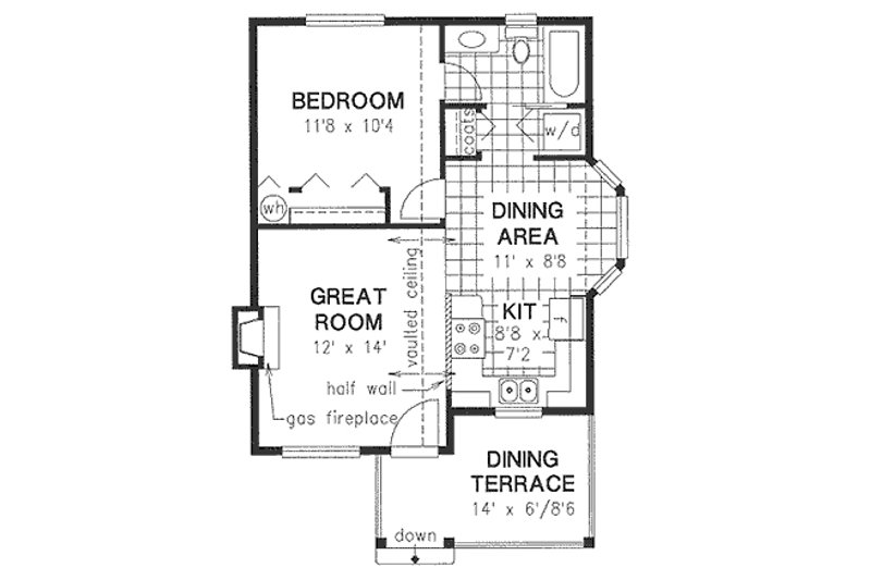 Dream House Plan - Floor Plan - Main Floor for Cottage House Plan #18-4462 - 1 bed, 1 bath