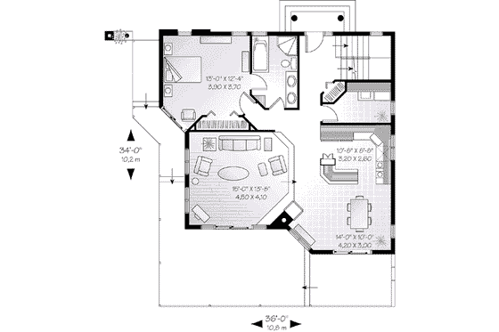 Floor Plan - Main Floor for Modern House Plan #23-607 - 3 bed, 2 bath