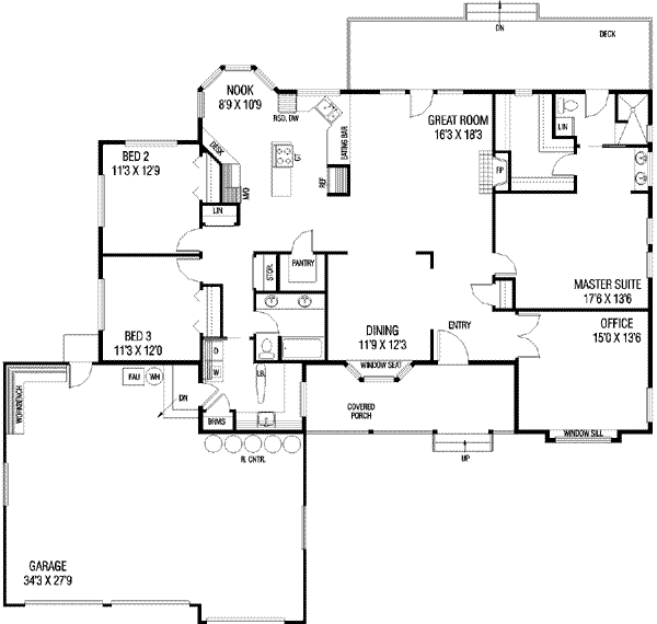 Dream House Plan - Ranch Floor Plan - Main Floor Plan #60-245