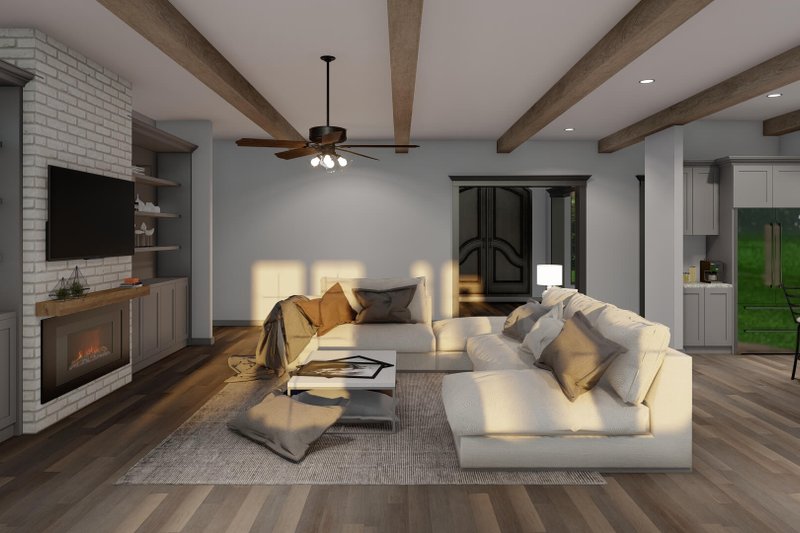 Architectural House Design - Interior - Family Room 1 for European House Plan #923-437 - 3 bed, 3.5 bath