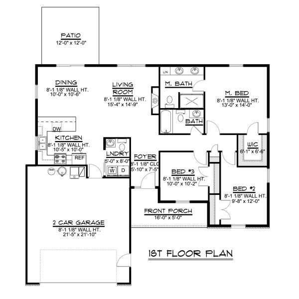 Architectural House Design - Ranch Floor Plan - Main Floor Plan #1064-32