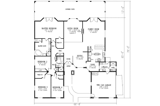 Floor Plan - Main Floor for Adobe / Southwestern House Plan #1-732 - 4 bed, 3 bath