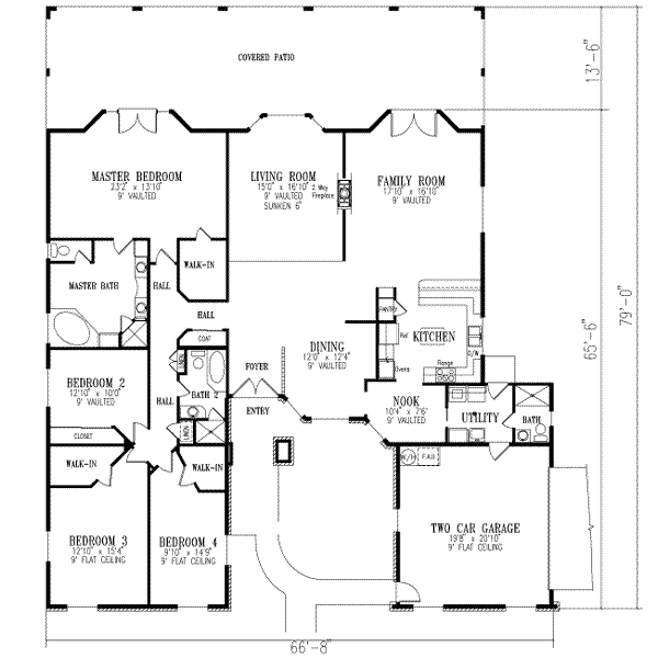 Adobe / Southwestern Floor Plan - Main Floor Plan #1-732