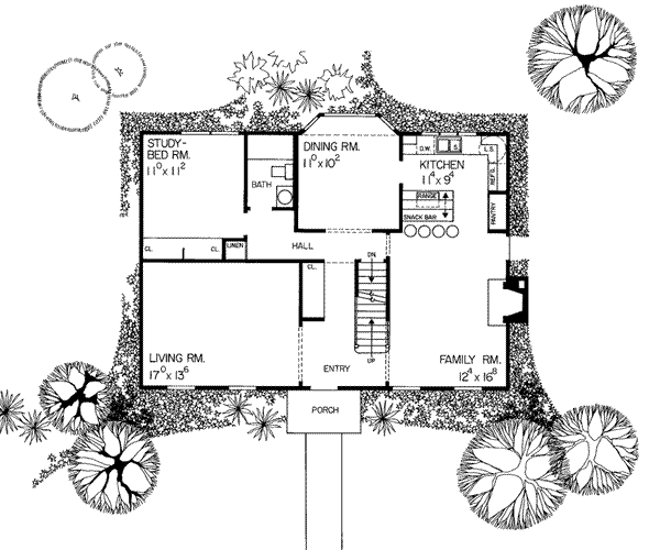 House Design - Colonial Floor Plan - Main Floor Plan #72-204