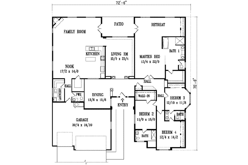 Dream House Plan - Floor Plan - Main Floor for Traditional House Plan #1-1112 - 4 bed, 3.5 bath