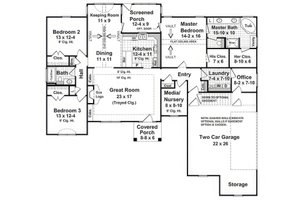Floor Plan - Main Floor for Country House Plan #21-567 - 3 bed, 2 bath