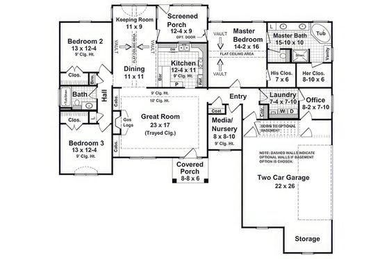 Floor Plan - Main Floor for Country House Plan #21-567 - 3 bed, 2 bath