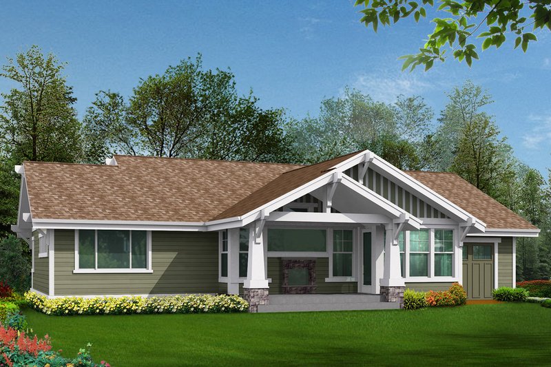 Architectural House Design - Exterior - Rear Elevation for Craftsman House Plan #132-101 - 2 bed, 2 bath