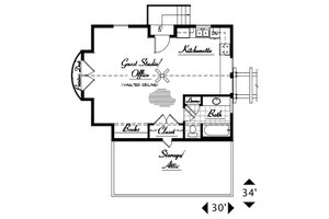 Floor Plan - Upper Floor for Craftsman House Plan #487-3 - 1 bed, 1 bath
