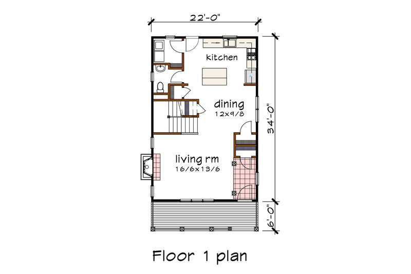 Home Plan - Floor Plan - Main Floor for Farmhouse House Plan #79-196 - 3 bed, 2.5 bath