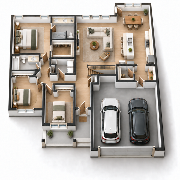Home Plan - Floor Plan - Main Floor 1 for Modern House Plan #20-2660 - 3 bed, 2 bath