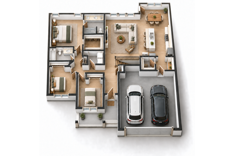 Home Plan - Floor Plan - Main Floor 1 for Modern House Plan #20-2660 - 3 bed, 2 bath