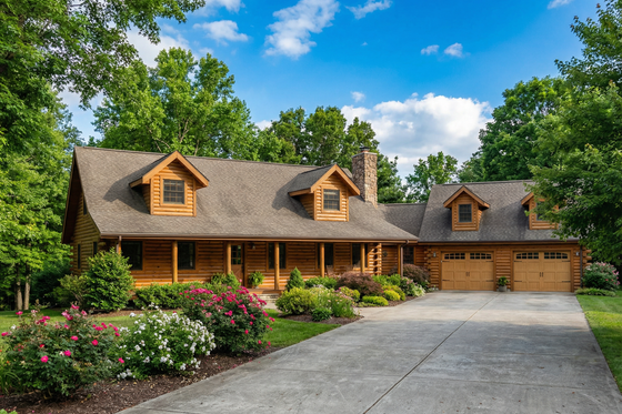 Exterior - Front Elevation for Log House Plan #17-2945 - 3 bed, 2.5 bath