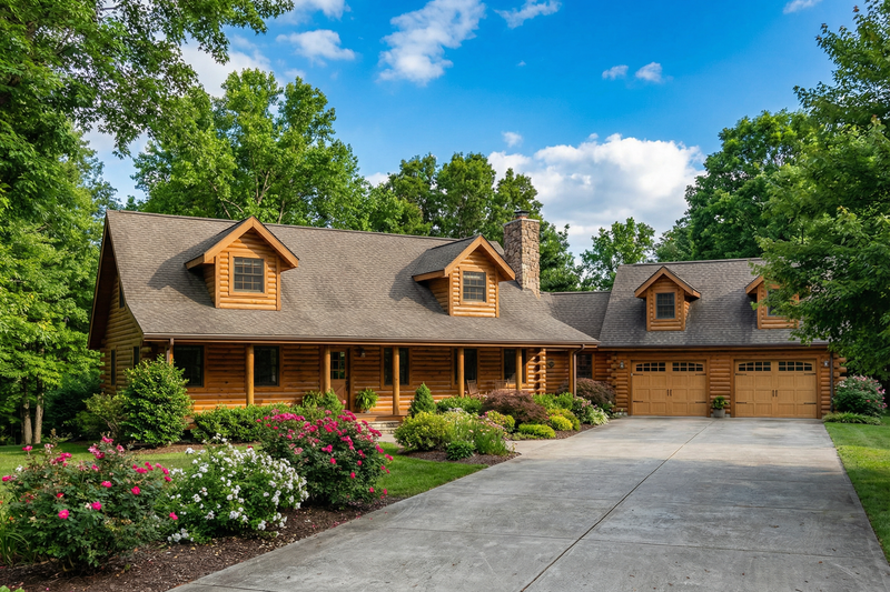 Exterior - Front Elevation 2 for Log House Plan #17-2945 - 3 bed, 2.5 bath