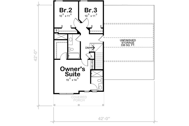 House Blueprint - Floor Plan - Upper Floor for Traditional House Plan #20-2501 - 3 bed, 2.5 bath