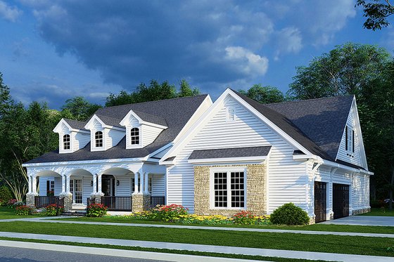 Exterior - Front Elevation 3 for Farmhouse House Plan #923-269 - 4 bed, 3 bath